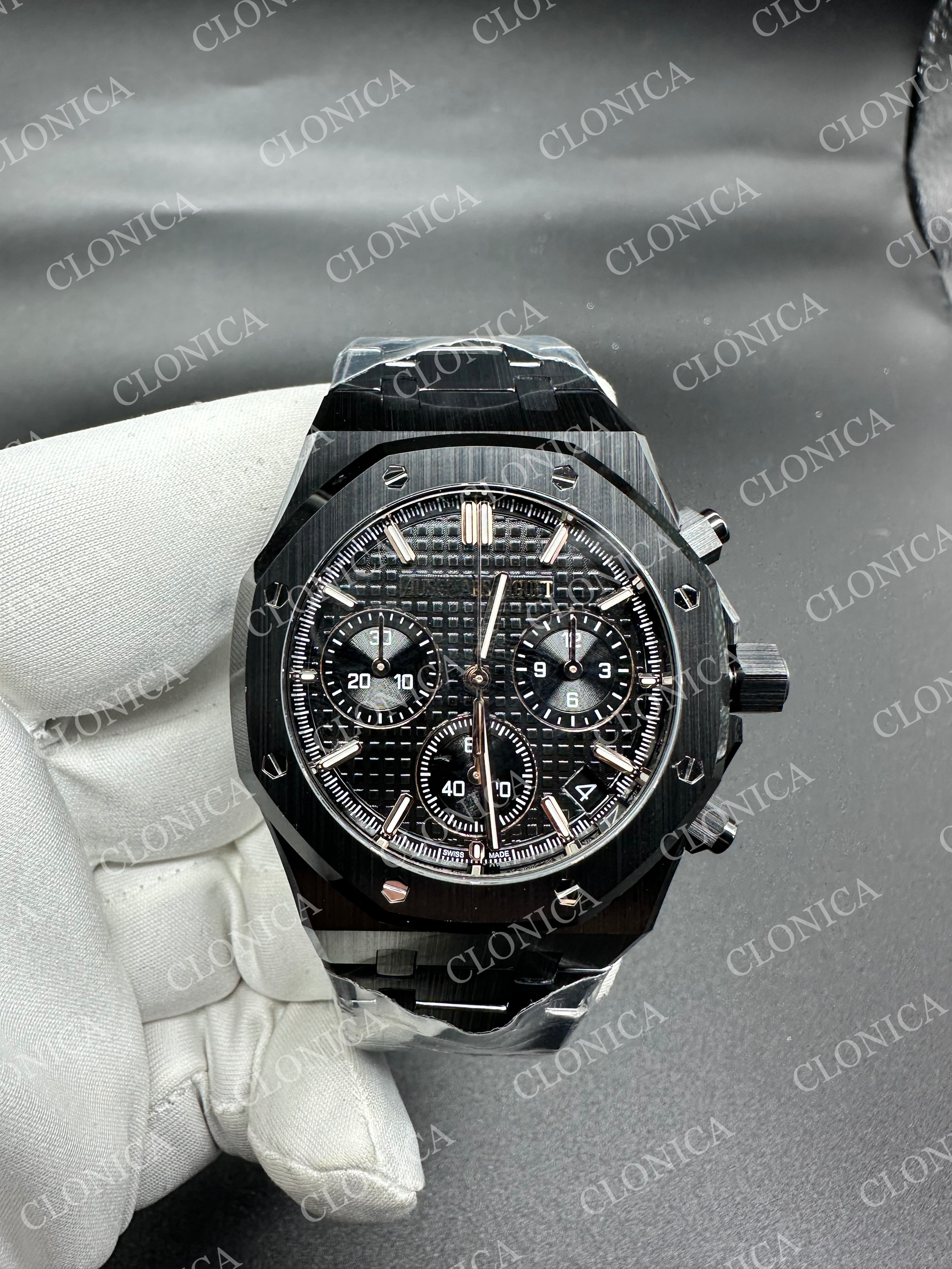 ROYAL OAK CHRONO 26240 BLACK CERAMIC BLACK DIAL ON CERAMIC BRACELET SUPER CLONE SA4401