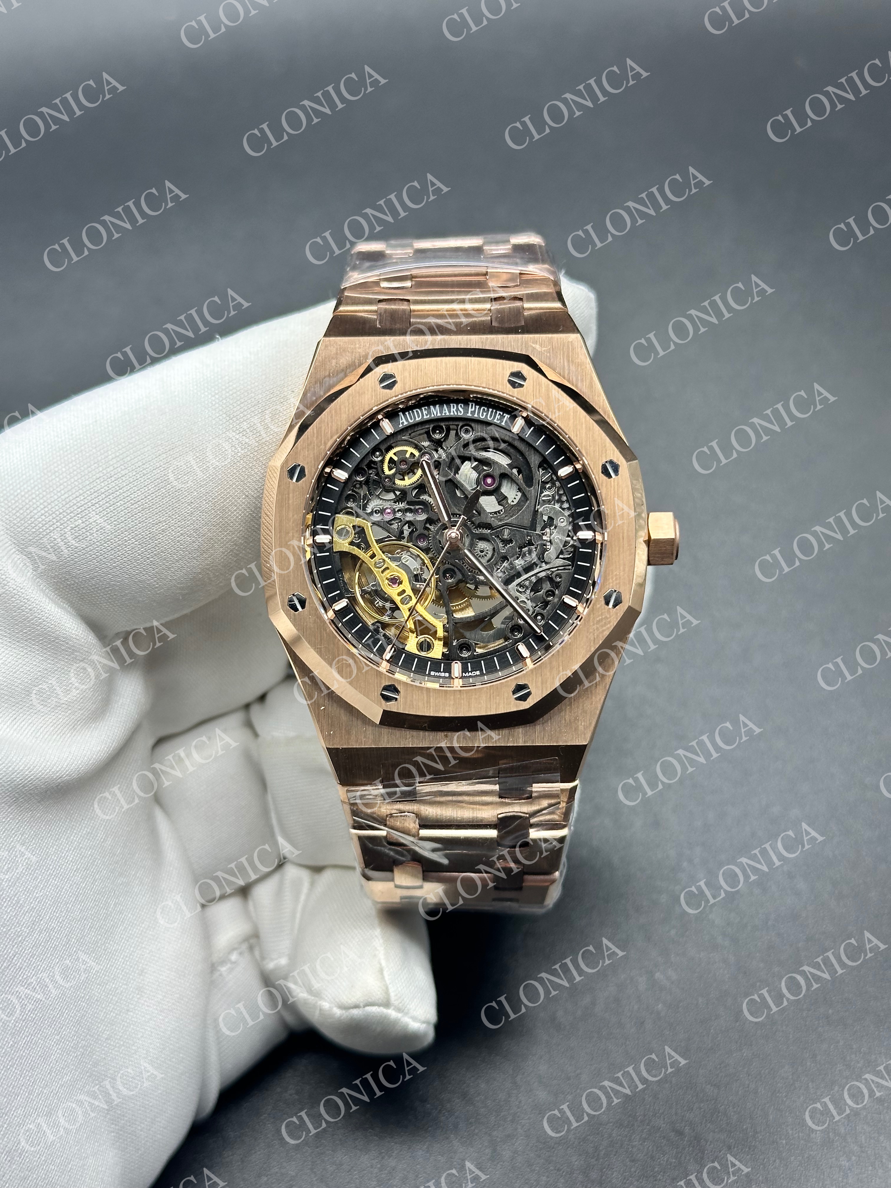 ROYAL OAK 41MM OPENWORKED 15407 RG ON RG BRACELET SA3132