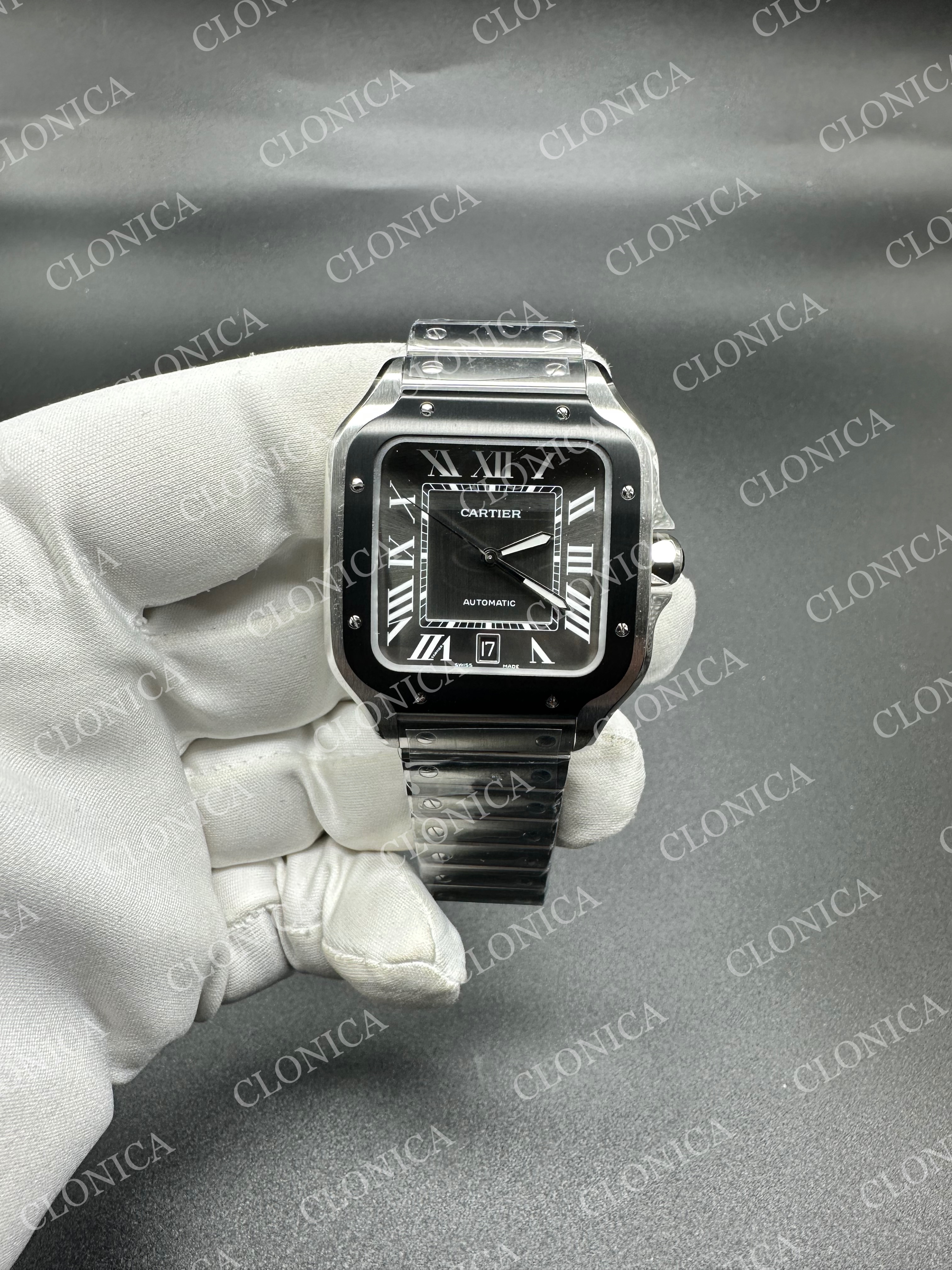 SANTOS DE CARTIER 40MM 1:1 GRAY DIAL ON SS SMARTLINKS BRACELET