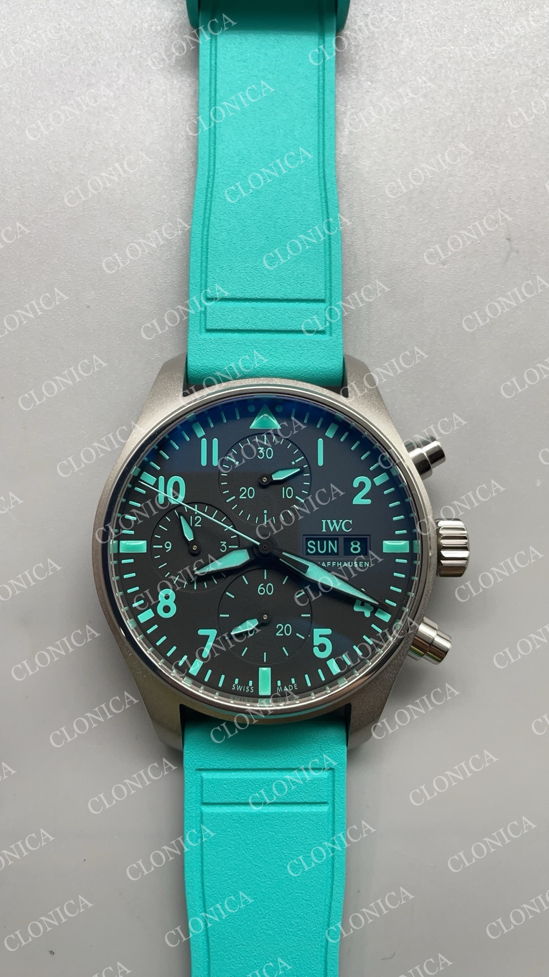 PILOT SS 1:1 BEST EDITION BLACK DIAL ON BLUE RUBBER STRAP A7750 