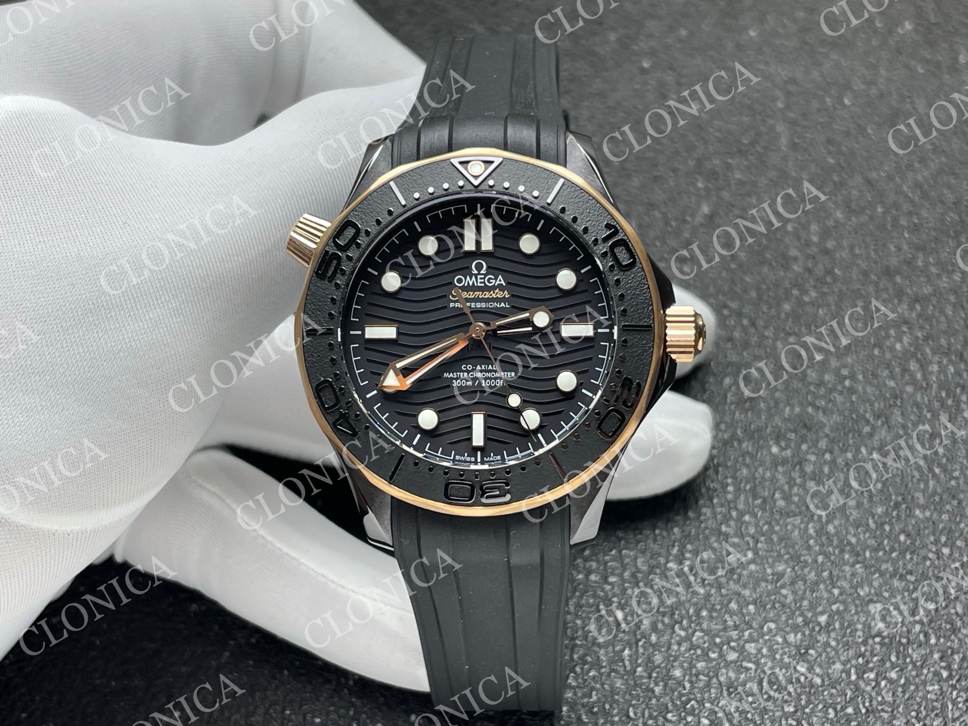 SEAMASTER DIVER 300M CERAMIC/RG 1:1 BEST EDITION BLACK DIAL