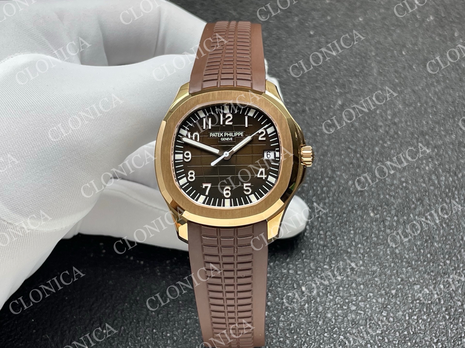 AQUANAUT 5167 RG BROWN DIAL ON BROWN RUBBER STRAP