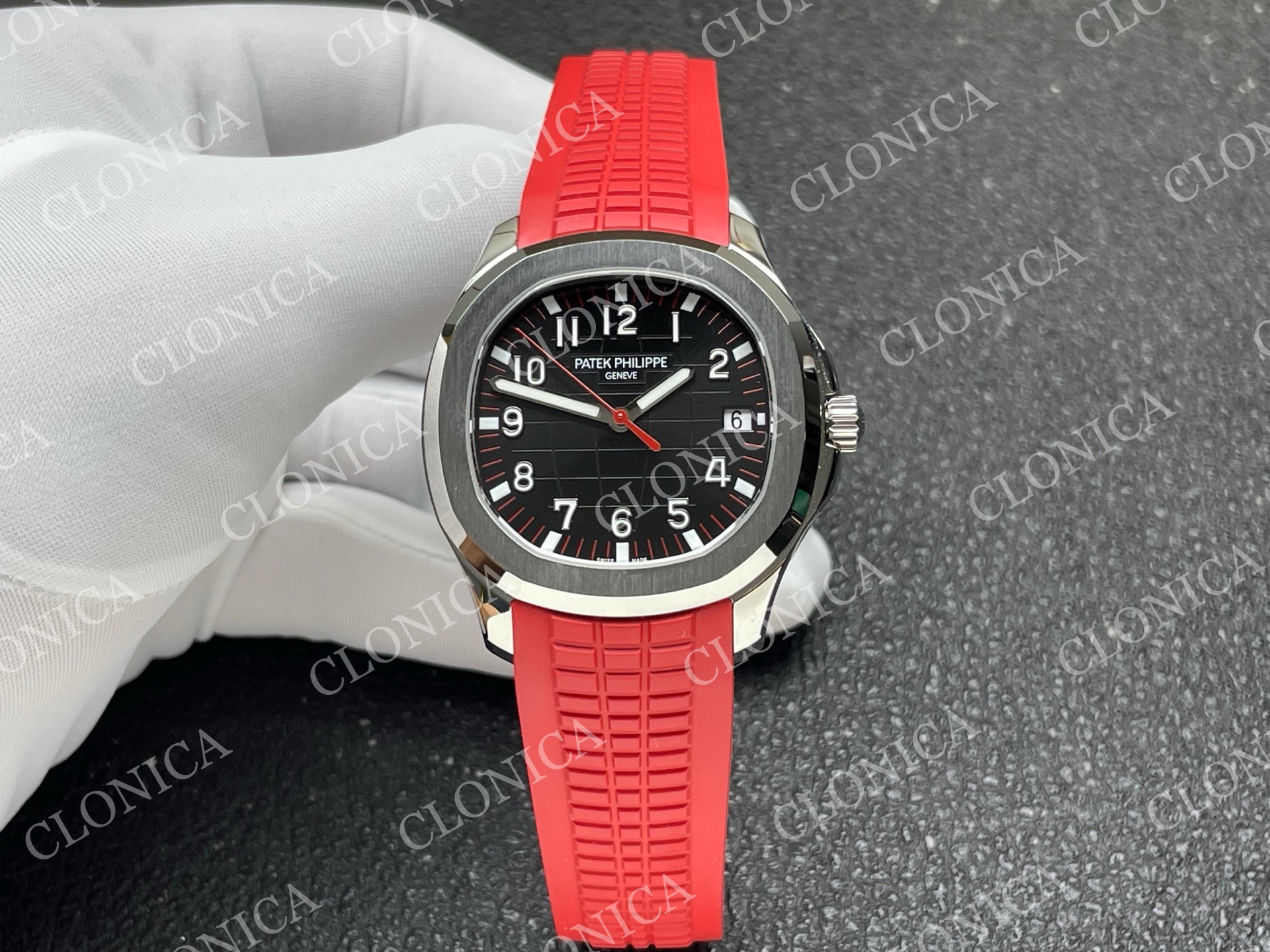 AQUANAUT 5167 SINGAPORE 2019 SS BLACK DIAL ON RED STRAP