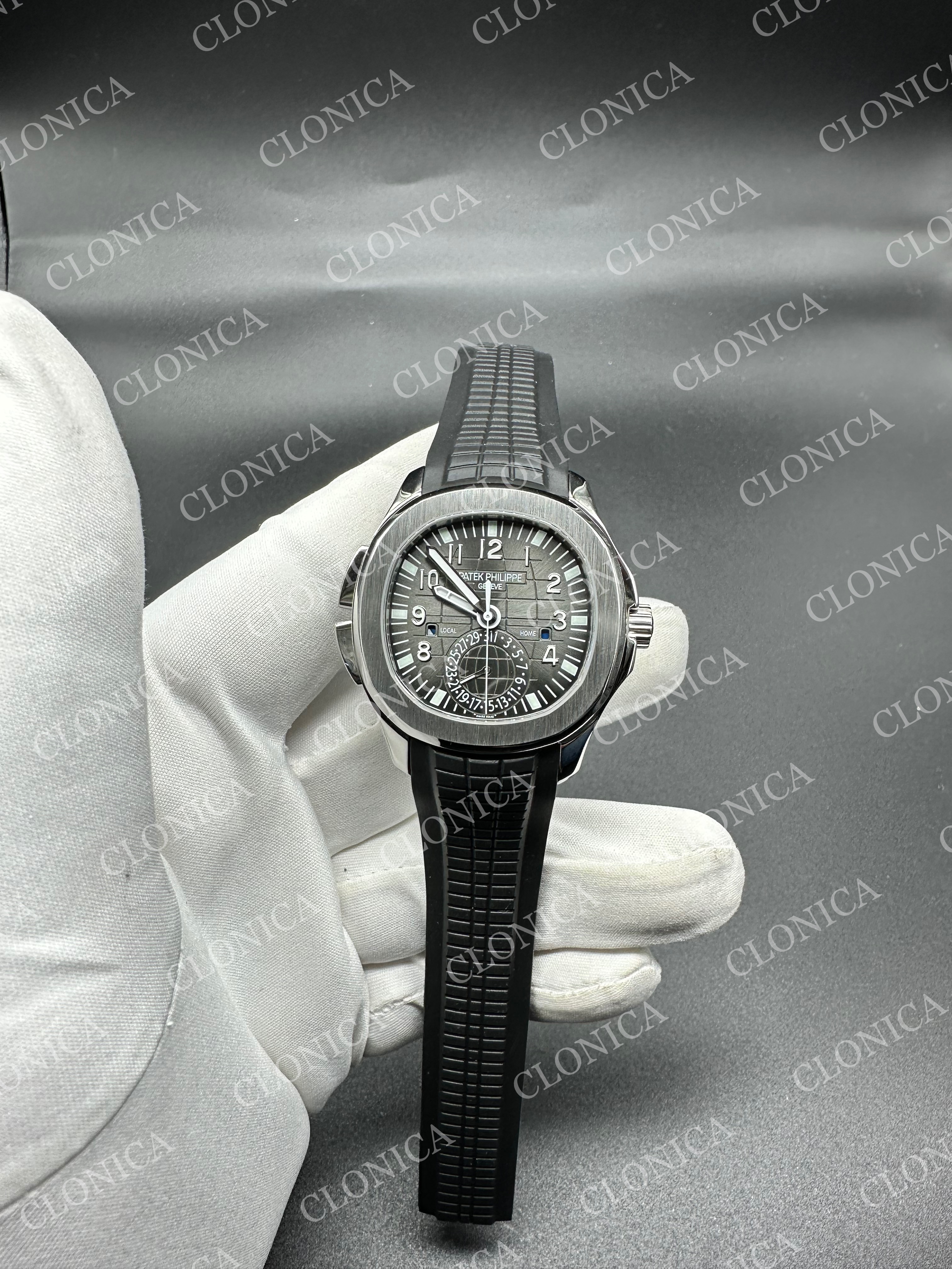 AQUANAUT 5164G SS BLACK DIAL ON BKACK RUBBER 