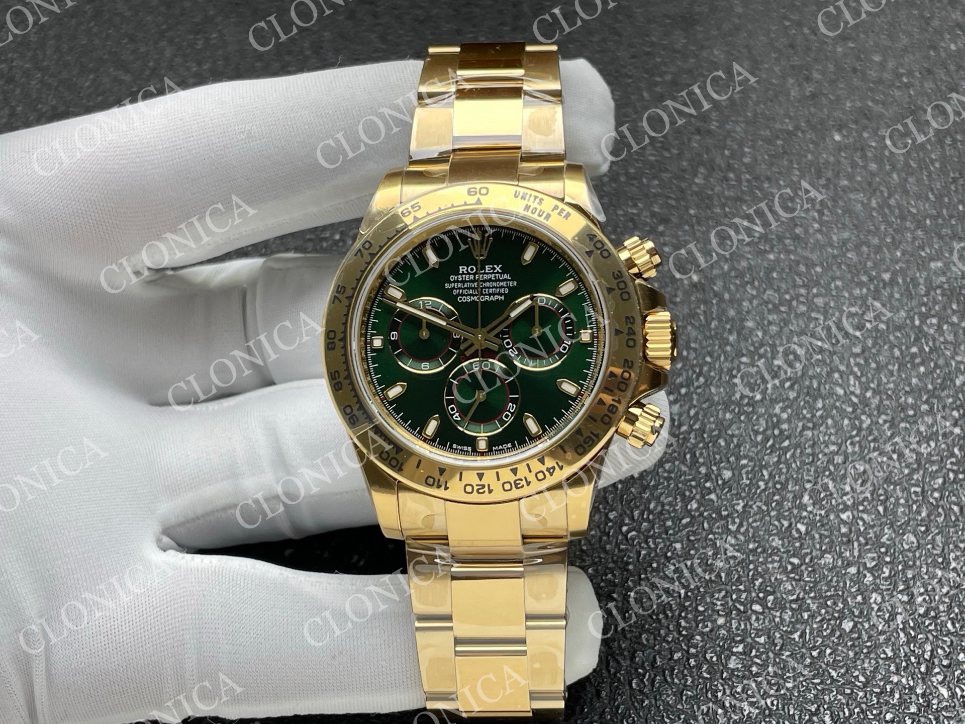 DAYTONA GAIN WEIGHT YG GREEN  DIAL ON YG BRACELET 4130