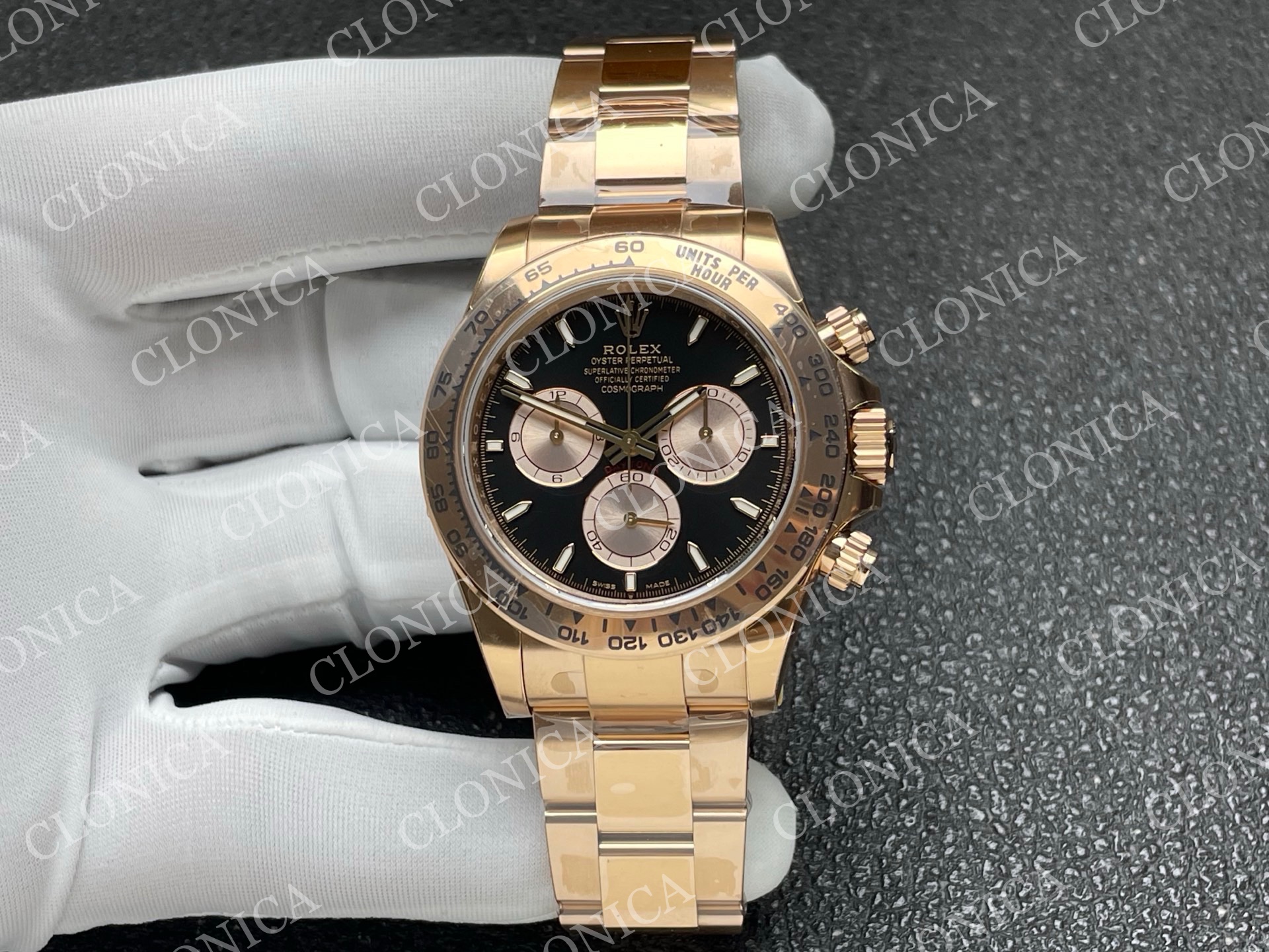 DAYTONA 126505 RG BLACK/SILVER STICK DIAL ON RG BRACLET DD4131 (WEIGHTED)