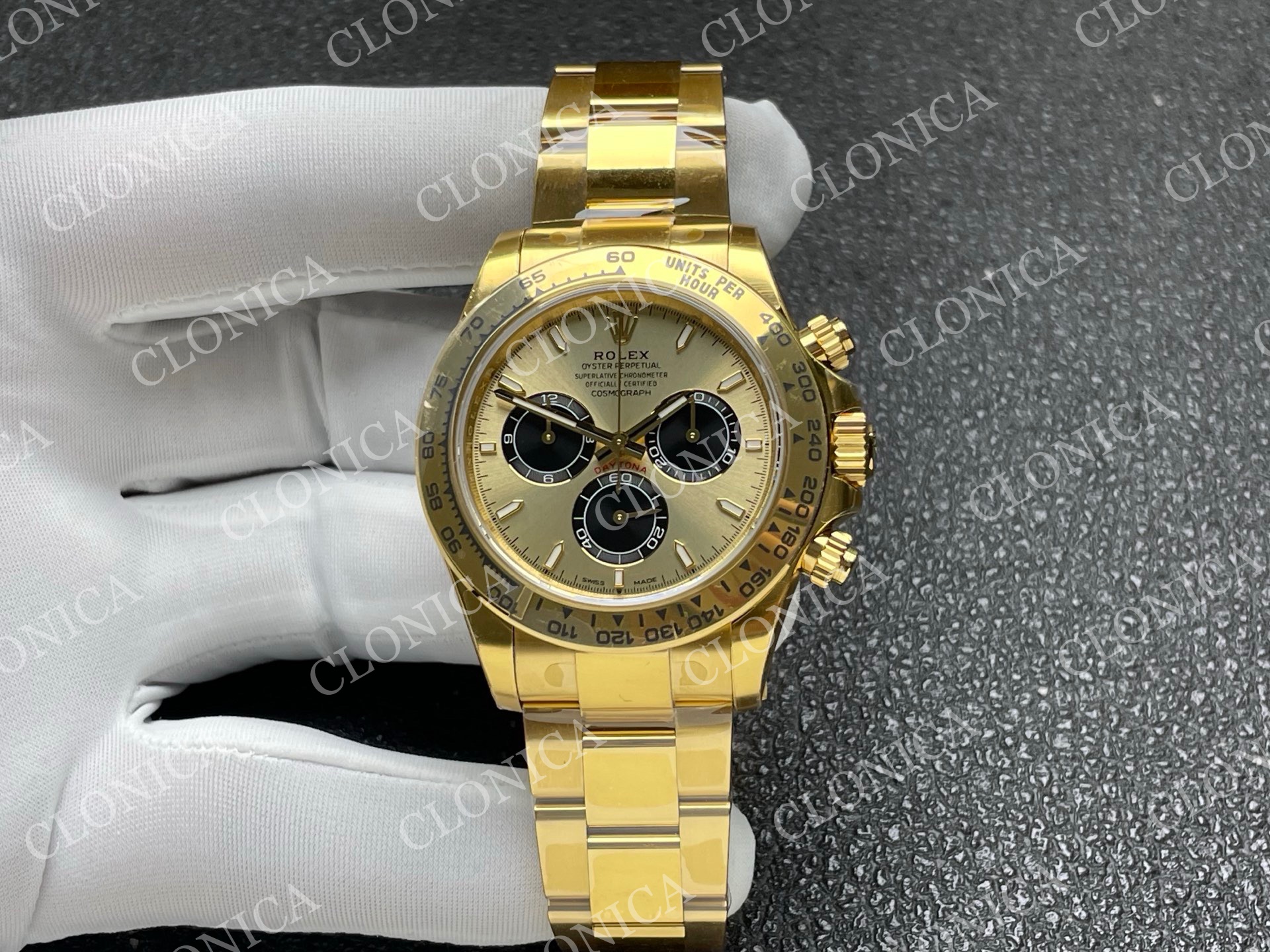 DAYTONA 126505 YG YELLOW/BLACK STICK DIAL ON YG BRACLET DD4131 (WEIGHTED)