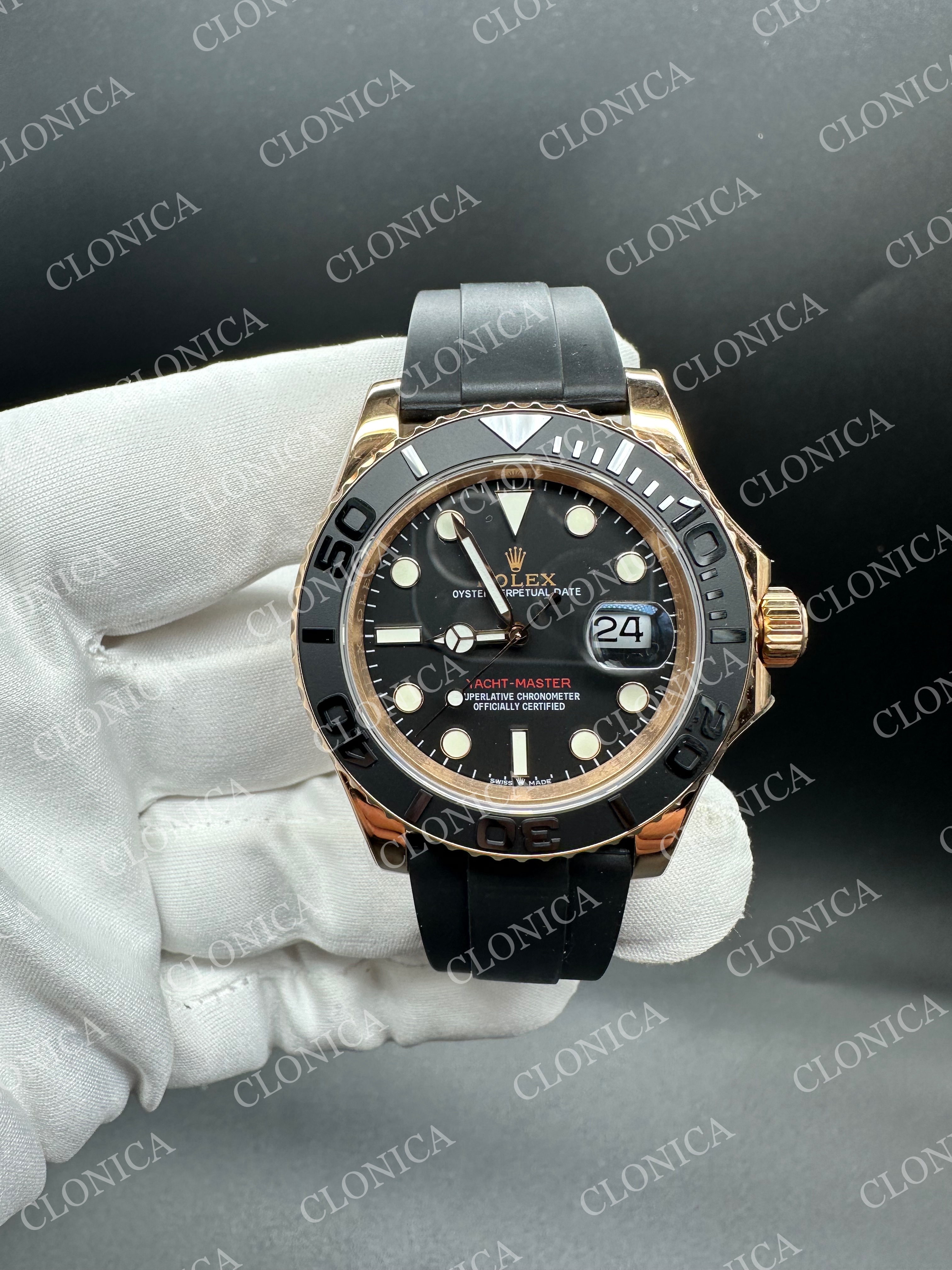 YACHT-MASTER 126655 3D BLACK CERAMIC BEZEL ON BLACK RUBBER STRAP DD3235