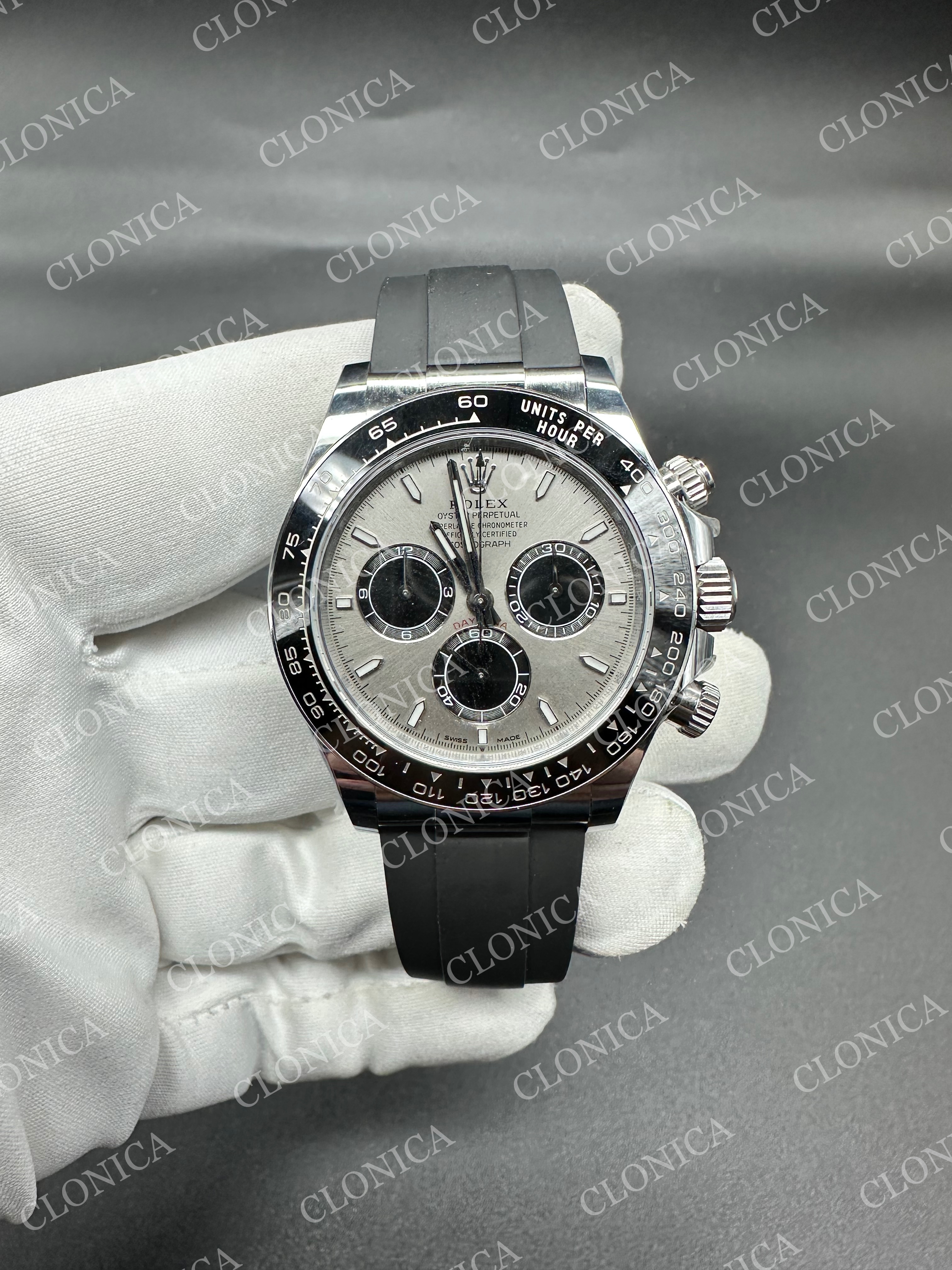 DAYTONA 126519 GAIN WEIGHT SS GREY DIAL BLACK SUBDIAL ON OYSTERFLEX STRAP