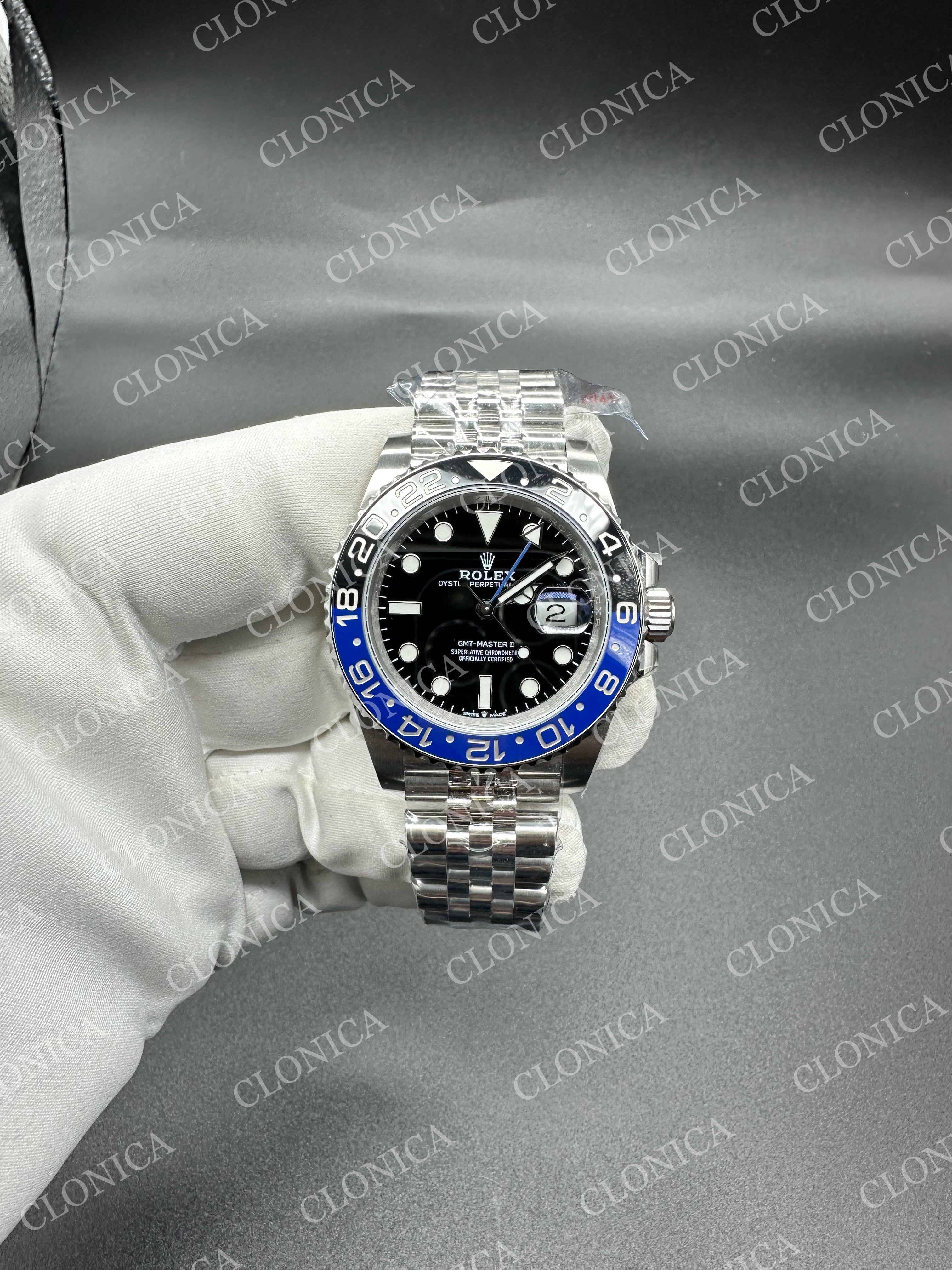GMT-MASTER II 126710 BLNR BLACK/BLUE 904L SS BLACK DIAL ON JUBILEE BRACELET