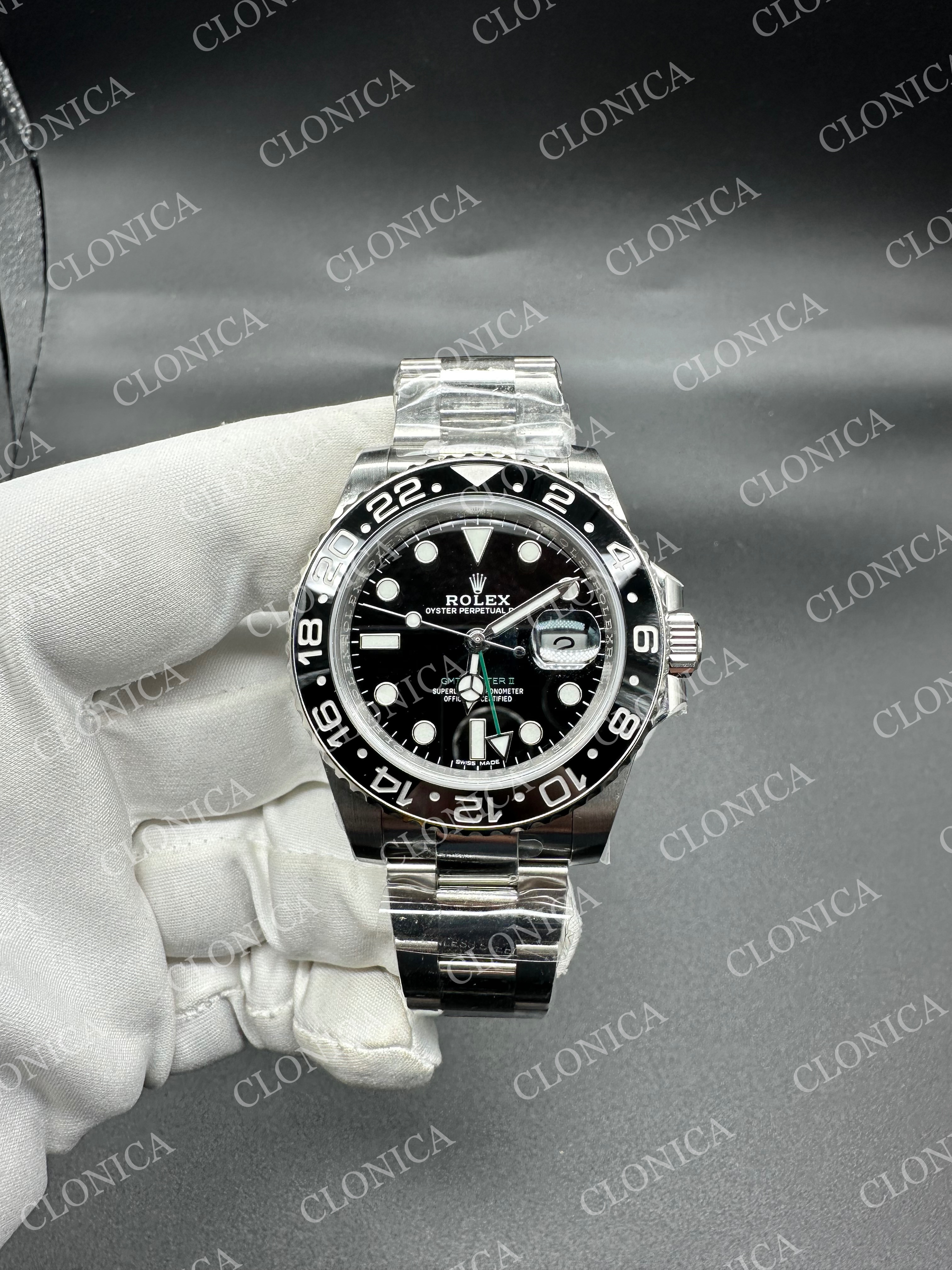 GMT MASTER II 116710 LN 904L SS BLACK DIAL ON OYSTER BRACELET DD3285