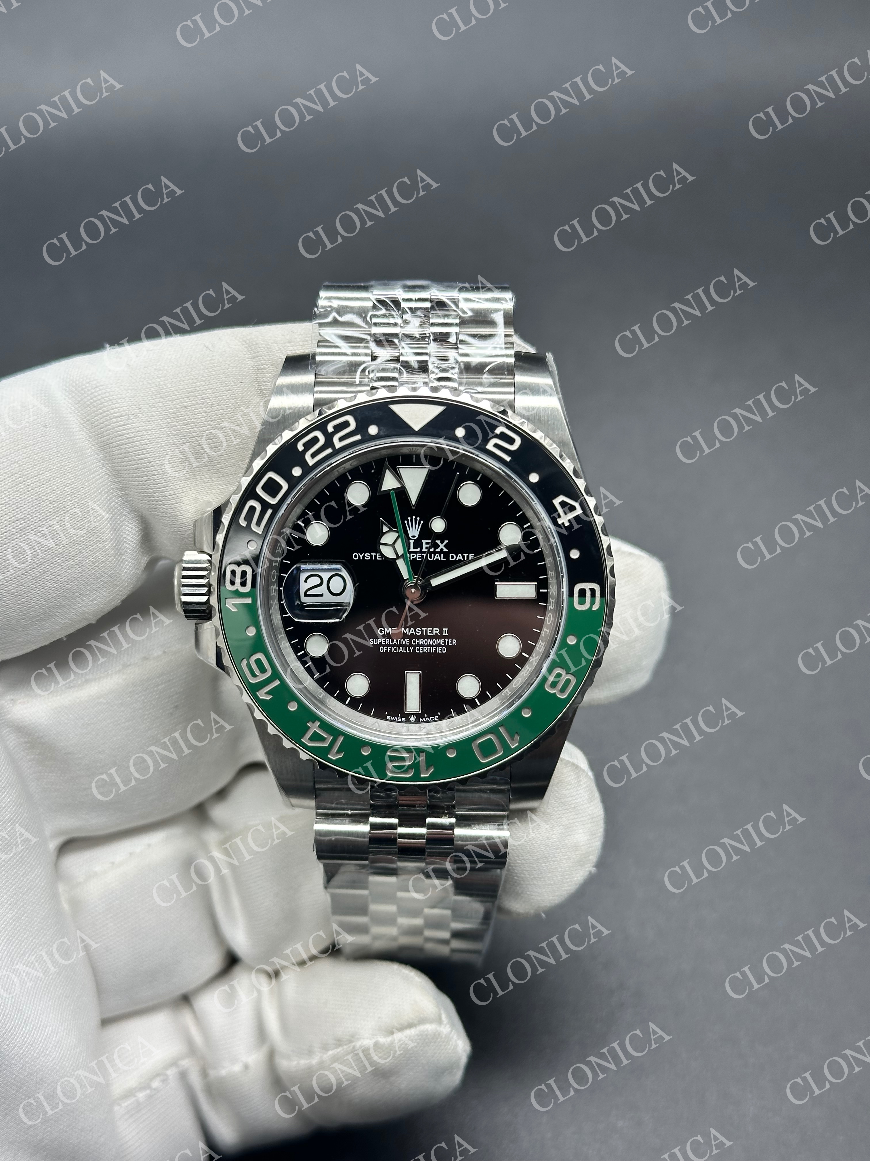 GMT-MASTER II 126720 VTNR BLACK/GREEN 904L SS 1:1 BLACK DIAL ON JUBILEE BRACELET