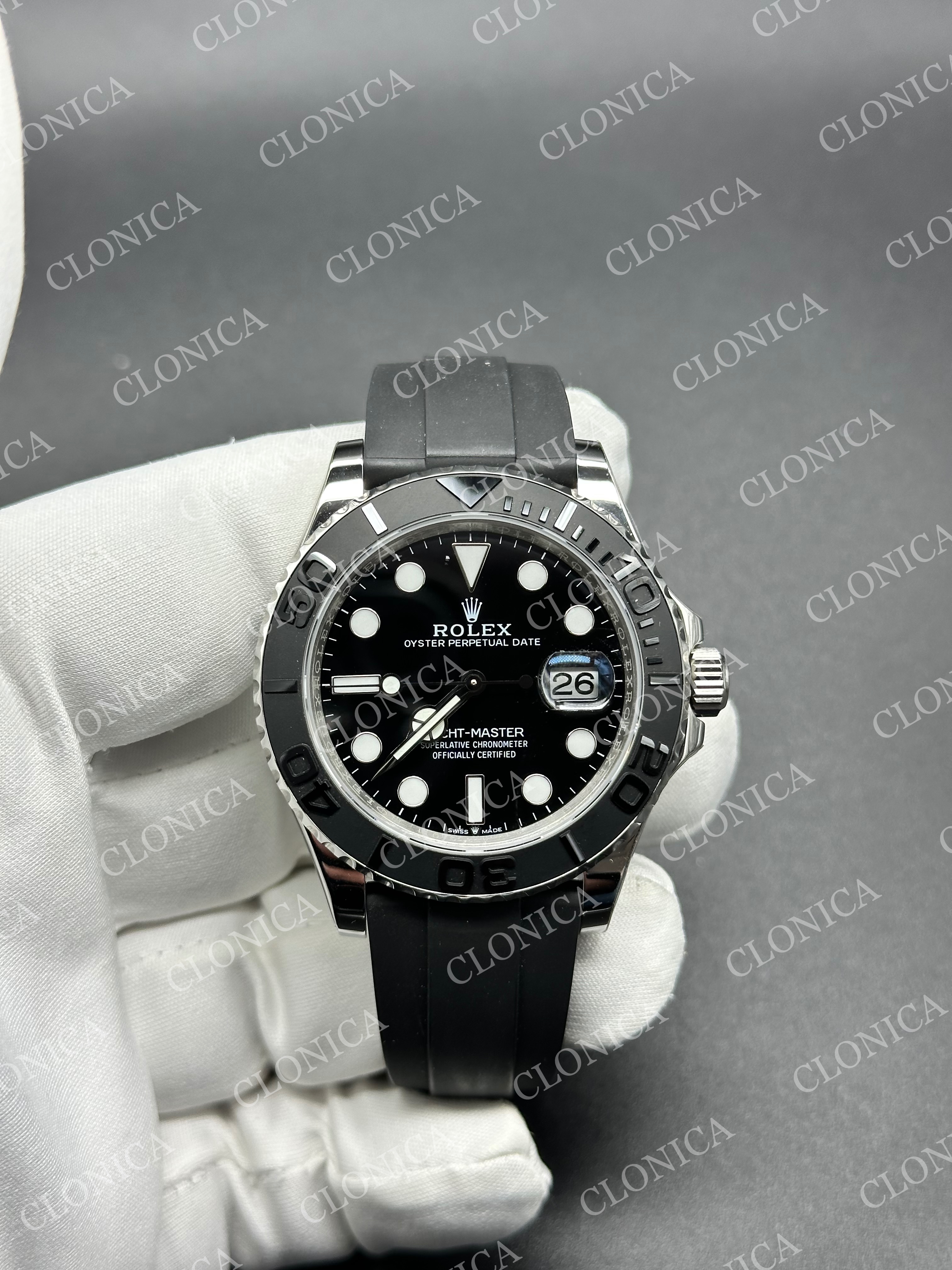 YACHT-MASTER 42MM 226659 1:1 BLACK DIAL ON BLACK RUBBER STRAP DD3235